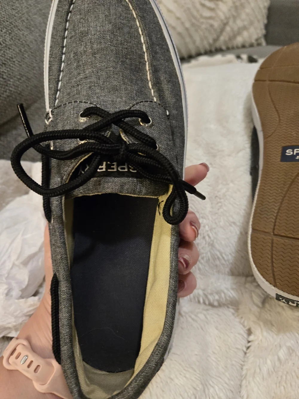 Sperry Men's Grey Canvas Boat Shoes - Classic Lace-Up